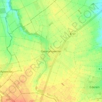 Mapa topográfico Gereonsweiler, altitud, relieve