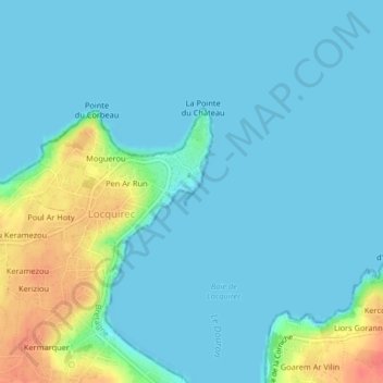 Mapa topográfico Place du Port, altitud, relieve