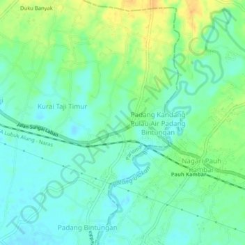 Mapa topográfico Kapalo Koto, altitud, relieve