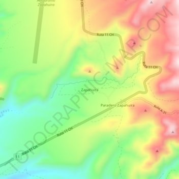 Mapa topográfico Zapahuira, altitud, relieve