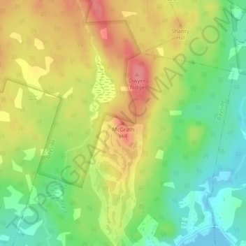 Mapa topográfico McGrath Hill, altitud, relieve