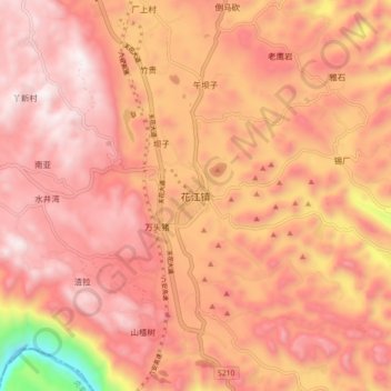 Mapa topográfico Huajiang, altitud, relieve