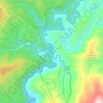 Mapa topográfico Hurricane, altitud, relieve