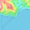 Mapa topográfico Mortola Inferiore, altitud, relieve