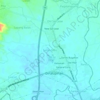 Mapa topográfico Santo Niño, altitud, relieve