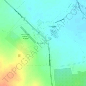 Mapa topográfico Mataranka, altitud, relieve