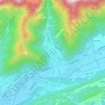 Mapa topográfico Tovena, altitud, relieve