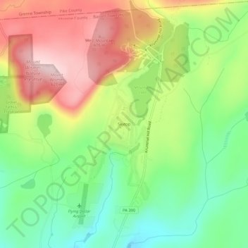 Mapa topográfico Skytop, altitud, relieve