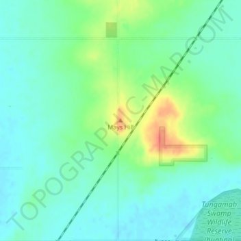 Mapa topográfico Mays Hill, altitud, relieve