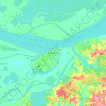Mapa topográfico Parintins, altitud, relieve