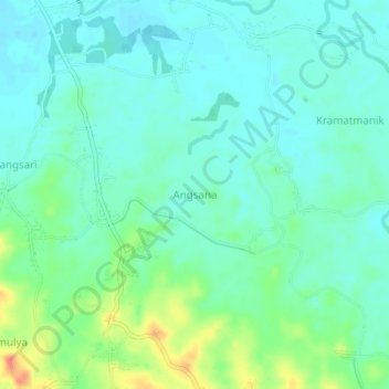 Mapa topográfico Angsana, altitud, relieve