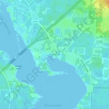 Mapa topográfico Ward Basin, altitud, relieve