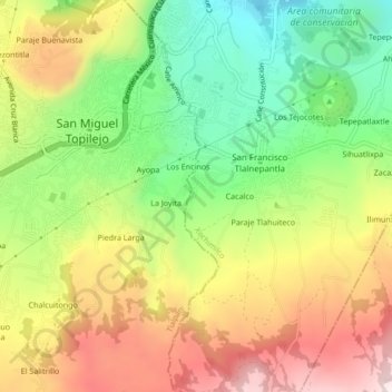 Mapa topográfico Zacatongo, altitud, relieve