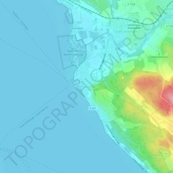 Mapa topográfico Unteruhldingen, altitud, relieve