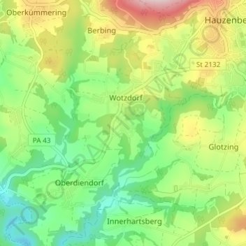 Mapa topográfico Oberholz, altitud, relieve