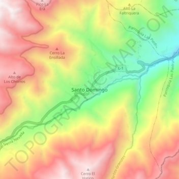 Mapa topográfico Santo Domingo, altitud, relieve
