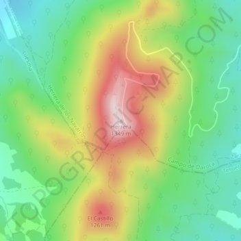 Mapa topográfico Herrera, altitud, relieve