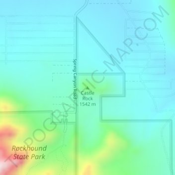 Mapa topográfico Castle Rock, altitud, relieve