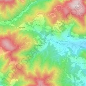 Mapa topográfico Torre, altitud, relieve