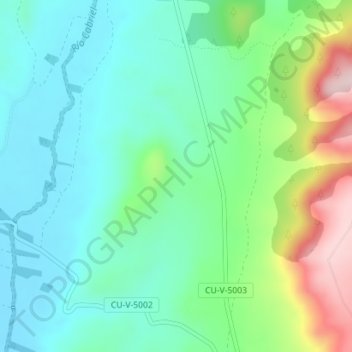 Mapa topográfico Los Vagos, altitud, relieve