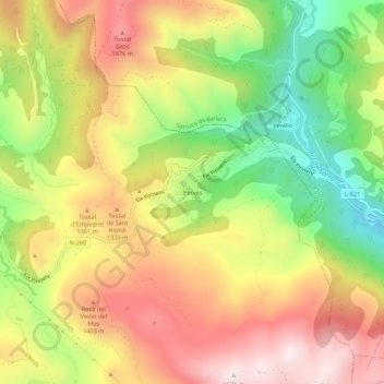 Mapa topográfico Perves, altitud, relieve