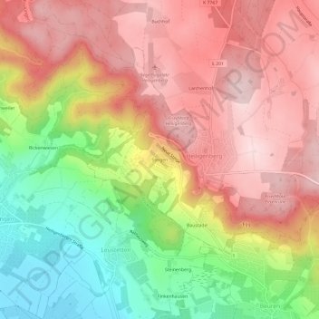 Mapa topográfico Steigen, altitud, relieve
