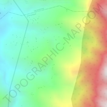Mapa topográfico Planes de Churune, altitud, relieve