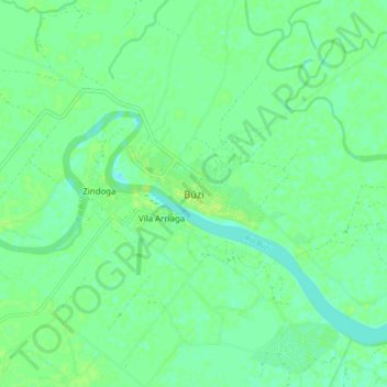 Mapa topográfico Búzi, altitud, relieve