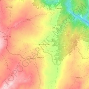 Mapa topográfico Moreira de Jales, altitud, relieve