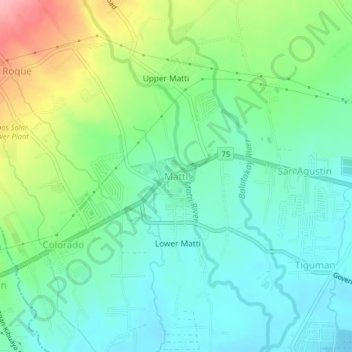 Mapa topográfico Matti, altitud, relieve