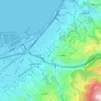 Mapa topográfico Zalqa, altitud, relieve