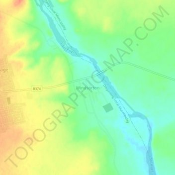 Mapa topográfico Windsorton, altitud, relieve