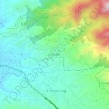 Mapa topográfico Cilember, altitud, relieve