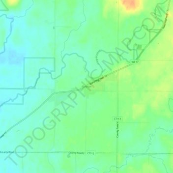 Mapa topográfico Gleason, altitud, relieve