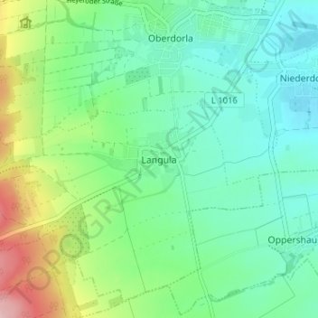 Mapa topográfico Langula, altitud, relieve