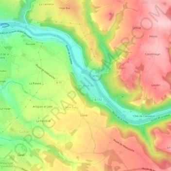 Mapa topográfico Les Avalats, altitud, relieve