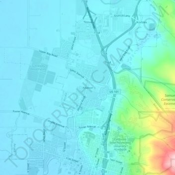 Mapa topográfico Alliance, altitud, relieve