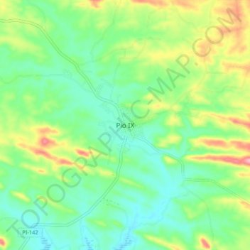 Mapa topográfico Pio IX, altitud, relieve
