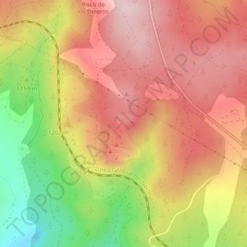 Mapa topográfico El Valladal, altitud, relieve