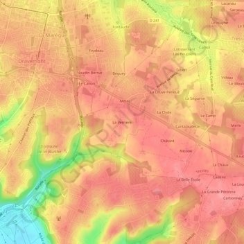 Mapa topográfico La Perrière, altitud, relieve