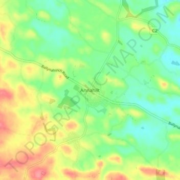 Mapa topográfico Annahilt, altitud, relieve