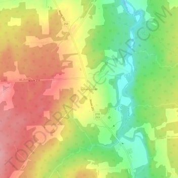 Mapa topográfico Eaton Corner, altitud, relieve
