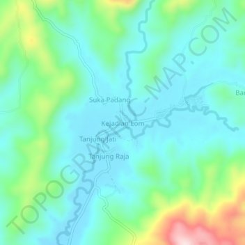 Mapa topográfico Kejadian Lom, altitud, relieve