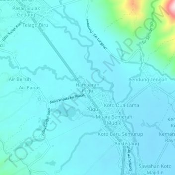 Mapa topográfico Hamparan Pugu, altitud, relieve