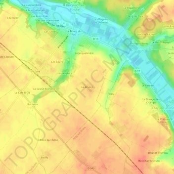 Mapa topográfico La Bruère, altitud, relieve