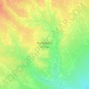 Mapa topográfico Buurhakaba, altitud, relieve