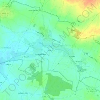 Mapa topográfico Madrid, altitud, relieve