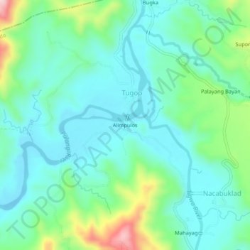 Mapa topográfico Alimpulos, altitud, relieve
