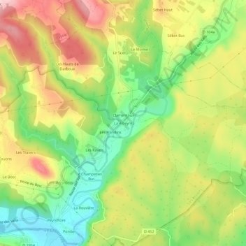 Mapa topográfico La Ribeyre, altitud, relieve