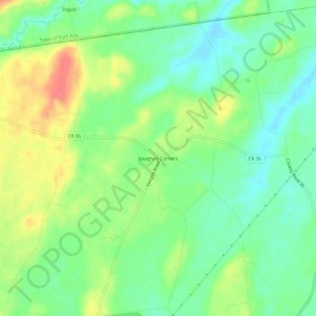 Mapa topográfico Vaughns Corners, altitud, relieve